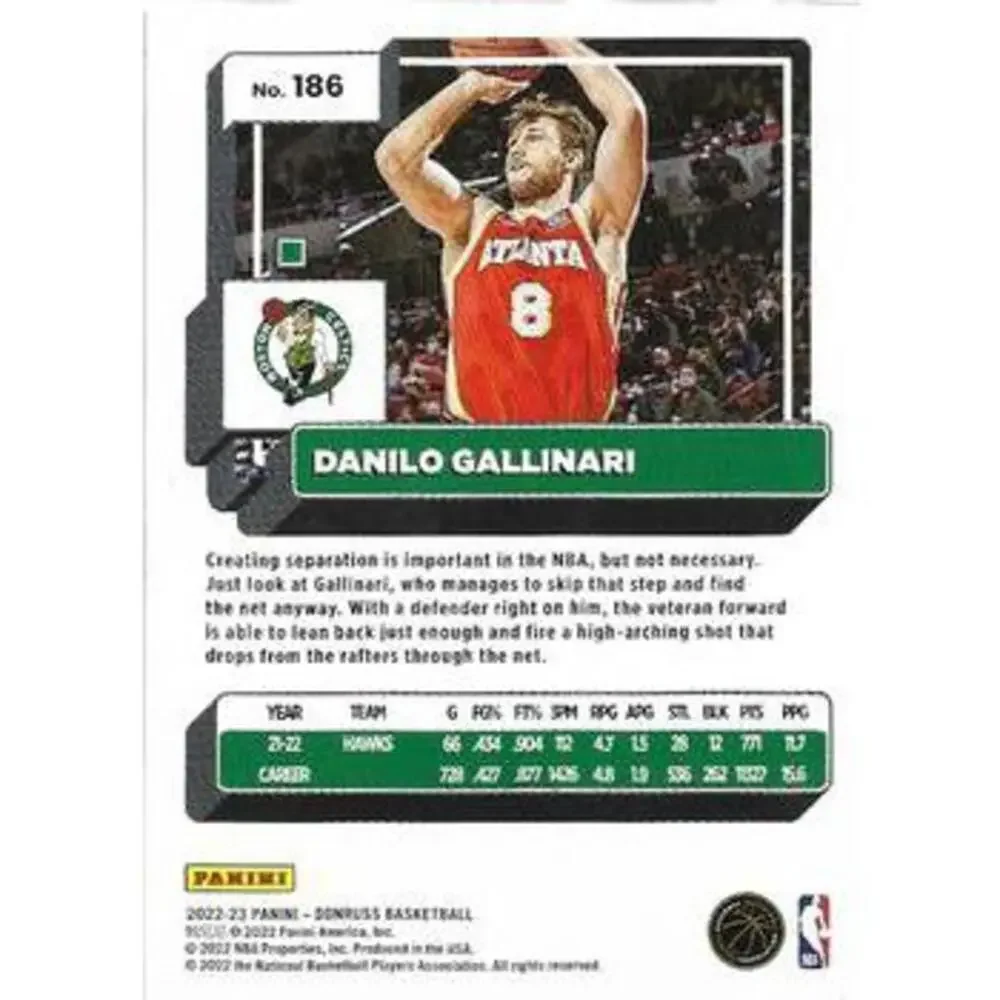 2022-23 Panini Donruss Danilo Gallinari Green Refractor #186 Boston Celtics